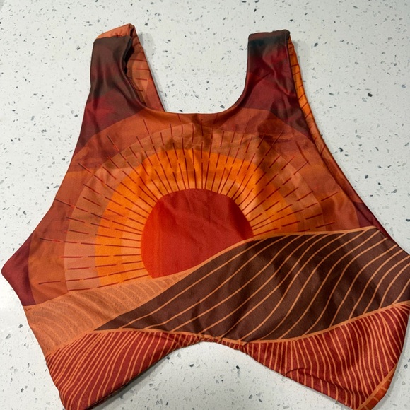 Sunset Orange Women's yoga democracy Crop Top - Picture 5 of 7